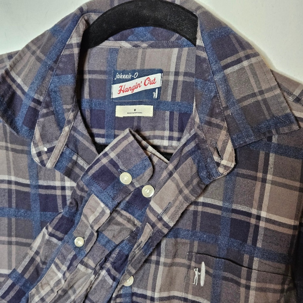 Johnnie O Hangin' Out Plaid‎ Flannel Shirt Medium Mens Button Down Casual Fall